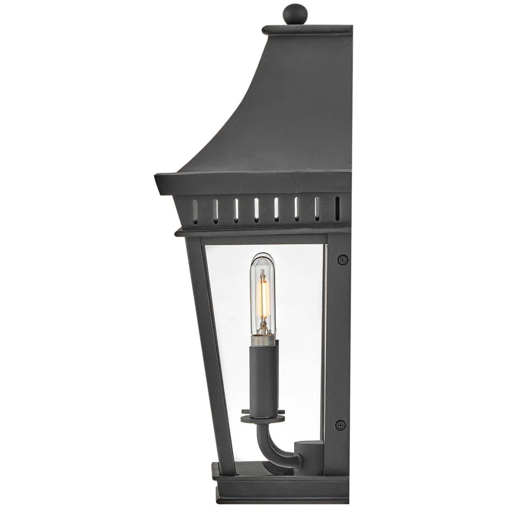 Elstead Wandlampe außen Schwarz E14 IP44 H: 39,4 cm Aluminium Glas