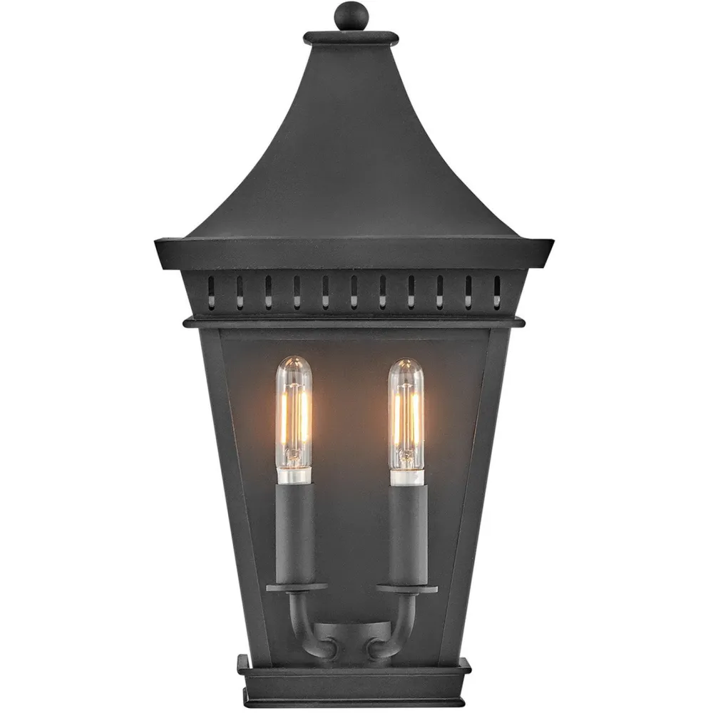 Elstead Wandlampe außen Schwarz E14 IP44 H: 39,4 cm Aluminium Glas