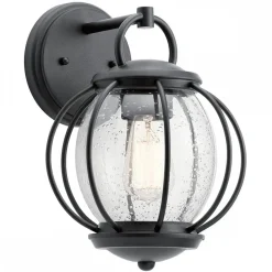 New Elstead Wandlampe Außen Schwarz Stahl Glas IP44 dekorativ