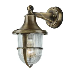 Lido Wandlampe Außen Terrasse Hof Messing Riffelglas IP64* Rustikale Lampen|Metall Lampen