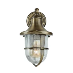 Lido Wandlampe Außen Terrasse Hof Messing Riffelglas IP64* Rustikale Lampen|Metall Lampen