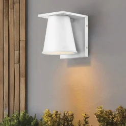 Best Elstead Wandlampe außen Weiß LED GU10 IP44 15,4 cm hoch klein