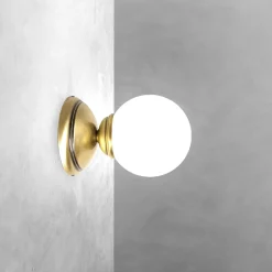 Best Giovanni Battista Wandlampe Bad Ø 12 cm Kugelschirm Glas Messing E14