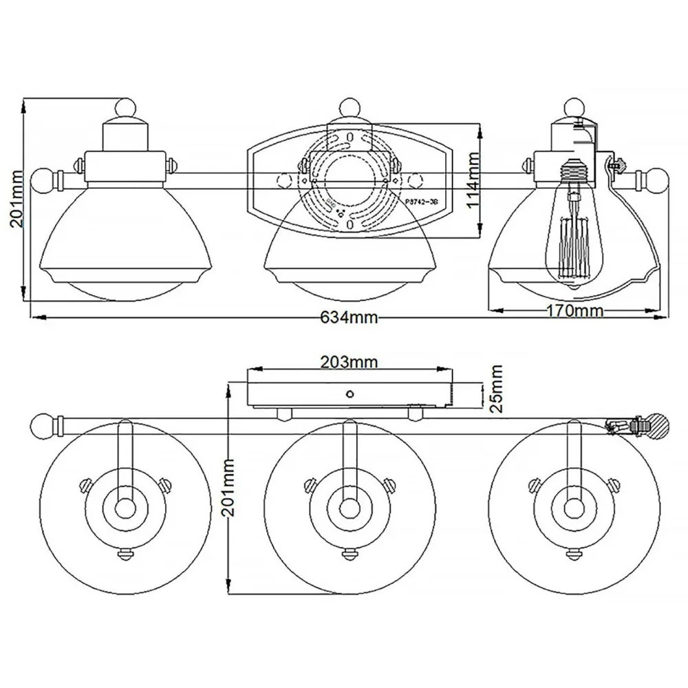 Elstead Wandlampe Bad Chrom aus Metall Glas B: 63,4 cm IP44 E27* Wandleuchten|Badezimmer Lampe