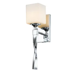 Elstead Wandlampe Bad Chrom Weiß H: 41,3 cm IP44 Metall Glas