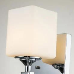 Elstead Wandlampe Bad Chrom Weiß H: 41,3 cm IP44 Metall Glas