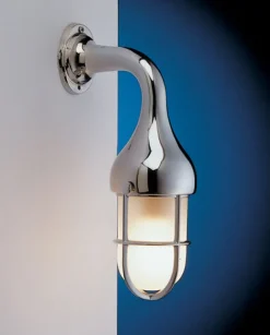 Laura Suardi Wandlampe Bad Flur Chrom aus Messing Glas Schiff* Wandleuchten|Küchenlampen