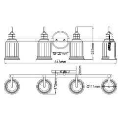 Hot Elstead Wandlampe Bad groß 91,3 cm lang mit G9 LED 3000 K