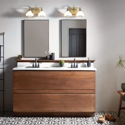 Elstead Wandlampe Bad Metall Glas 40,6 cm breit IP44 mit 2x G9 LED* Wandleuchten|Badezimmer Lampe