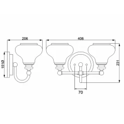 Elstead Wandlampe Bad Metall Glas 40,6 cm breit IP44 mit 2x G9 LED* Wandleuchten|Badezimmer Lampe