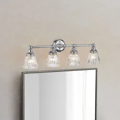 Elstead Wandlampe Bad Metall Glas 78,4 cm breit IP44 4x LED G9* Flurlampen|Metall Lampen