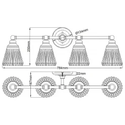 Elstead Wandlampe Bad Metall Glas 78,4 cm breit IP44 4x LED G9* Flurlampen|Metall Lampen