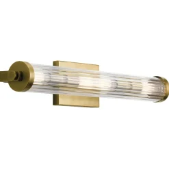 Clearance Elstead Wandlampe Badezimmer Glas Metall E14 IP44 B: 69,1 cm in Messing