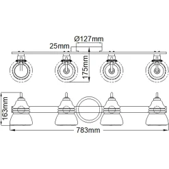 New Elstead Wandlampe Badezimmer IP44 78,3 cm breit Metall Glas 4x G9 LED