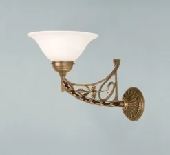 Berliner Messingleuchten Wandlampe Berliner Messing Glas T:39 cm E27 Jugendstil* Wohnzimmerlampen|Metall Lampen