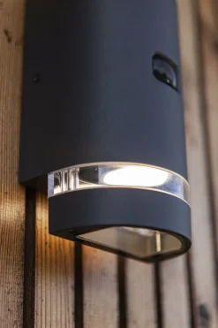 Eco-Light Wandlampe Bewegungsmelder Up Down Anthrazit IP44 GU10* Metall Lampen|Moderne Außenleuchten