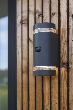 Eco-Light Wandlampe Bewegungsmelder Up Down Anthrazit IP44 GU10* Metall Lampen|Moderne Außenleuchten