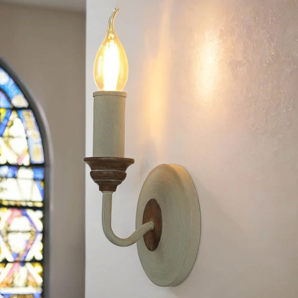 Elstead Wandlampe CANDELA 8 Holz Shabby Weiß Kerze Lampe* Designerlampen|Rustikale Lampen