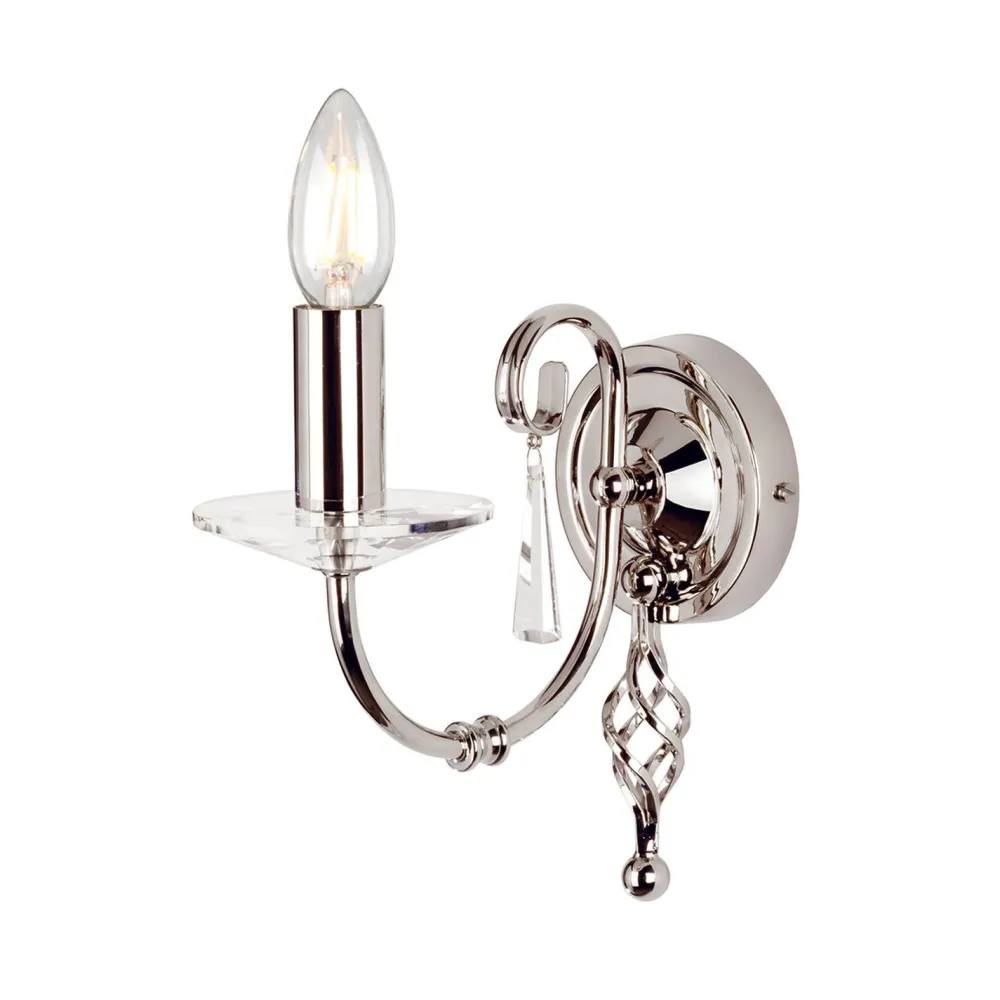 Elstead Wandlampe CANDELA in Nickel mit Kristall Klassisch* Kristalllampen|Designerlampen