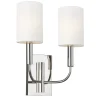 Online Elstead Wandlampe Chrom Weiß 2x E14 in Nickel Weiß Metall Stoff