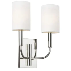 Online Elstead Wandlampe Chrom Weiß 2x E14 in Nickel Weiß Metall Stoff