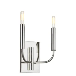 Online Elstead Wandlampe Chrom Weiß 2x E14 in Nickel Weiß Metall Stoff