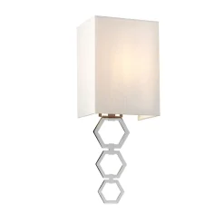 Elstead Wandlampe Creme Chrom Up Down E27 Stoff Metall Modern* Wandleuchten|Flurlampen