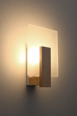 Sollux Wandlampe E14 Glas Holz Modern wohnlich DORETT