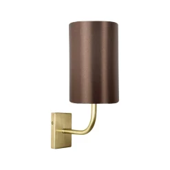 Giovanni Battista Wandlampe E27 in Bronze hell Braun Stoff Messing Modern* Wandleuchten|Schlafzimmer Lampen