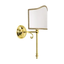 Giovanni Battista Wandlampe E14 Messing poliert Stoff Weiß Klassisch* Wandleuchten|Schlafzimmer Lampen