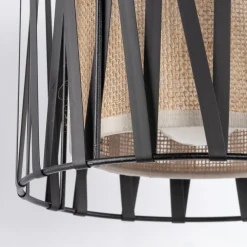 TK Lighting Wandlampe E27 Metall Jute H: 35 cm in Schwarz Braun MINA