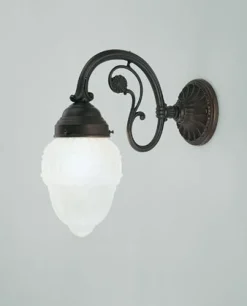 Berliner Messingleuchten Wandlampe Echt-Messing Antik Glas blendarm E27 T:29 cm* Wohnzimmerlampen|Küchenlampen