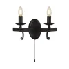 Searchlight Wandlampe Eisen mit Schalter 2-flammig Schwarz E14 B: 32 cm* Rustikale Lampen|Wohnzimmerlampen