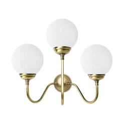 Clearance Giovanni Battista Wandlampe 3-flammig E14 Glas Echt-Messing B: 39 cm