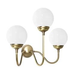 Clearance Giovanni Battista Wandlampe 3-flammig E14 Glas Echt-Messing B: 39 cm