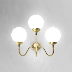 Clearance Giovanni Battista Wandlampe 3-flammig E14 Glas Echt-Messing B: 39 cm