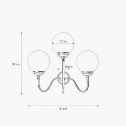 Clearance Giovanni Battista Wandlampe 3-flammig E14 Glas Echt-Messing B: 39 cm