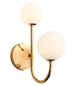 Jupiter Wandlampe Glas Echt-Messing G9 in Gold Weiß 2-flammig* Wandleuchten|Schlafzimmer Lampen