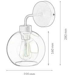 Easylight Wandlampe Glas Kugel Schirm Grau Schwarz KANZENE* Wandleuchten|Küchenlampen