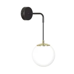 Emibig Wandlampe Glas Kugel Schirm Schwarz Weiß Modern E27* Wandleuchten|Küchenlampen