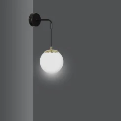 Emibig Wandlampe Glas Kugel Schirm Schwarz Weiß Modern E27* Wandleuchten|Küchenlampen