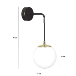 Emibig Wandlampe Glas Kugel Schirm Schwarz Weiß Modern E27* Wandleuchten|Küchenlampen