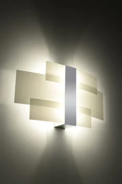 Sollux Wandlampe Glas Metall 42 cm blendarm Weiß Chrom 2x G9