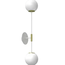 New Luminex Wandlampe Glas Metall in Weiß Gold H:80 cm E27 Kugeln