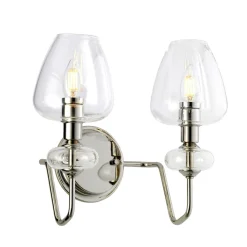 Hot Elstead Wandlampe Glas Metall in Nickel Klassisch MAIYA