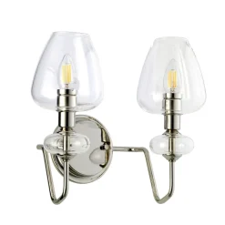 Hot Elstead Wandlampe Glas Metall in Nickel Klassisch MAIYA
