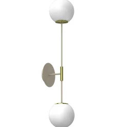 Discount Luminex Wandlampe Glas Metall in Beige Gold H:80 cm E27 Kugeln