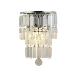 Hot Searchlight Wandlampe Glas Metall Modern H:30 cm E14 IP44 in Chrom