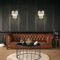 Hot Searchlight Wandlampe Glas Metall Modern H:30 cm E14 IP44 in Chrom