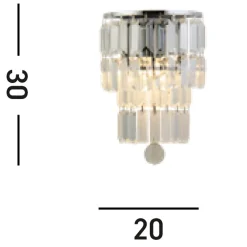 Hot Searchlight Wandlampe Glas Metall Modern H:30 cm E14 IP44 in Chrom